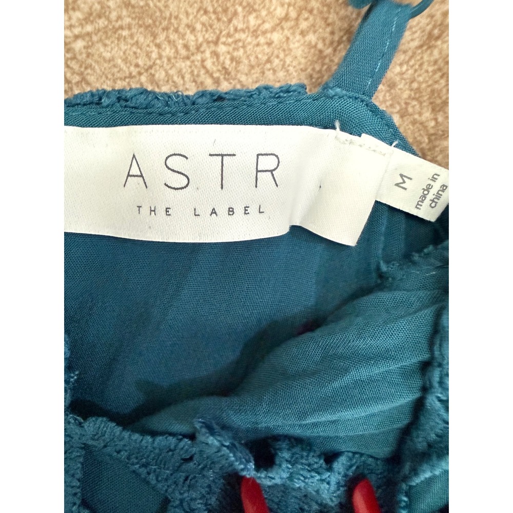 ASTR The Label Teal Blue Floral Lace Midi Dress Sleeveless Cami Wedding Guest M - Picture 3 of 12
